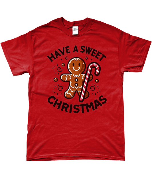 Sweet Christmas Delight: Gingerbread Man with Candy Cane T-Shirt